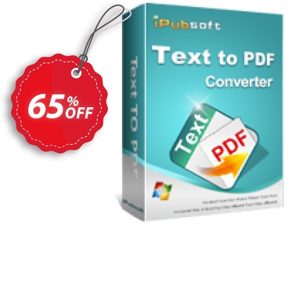 iPubsoft Text to PDF Converter Coupon, discount 65% disocunt. Promotion: 