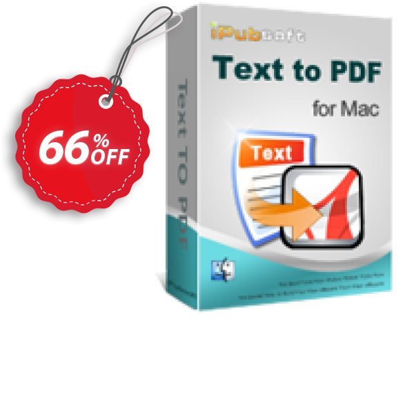 iPubsoft Text to PDF Converter for MAC Coupon, discount 65% disocunt. Promotion: 