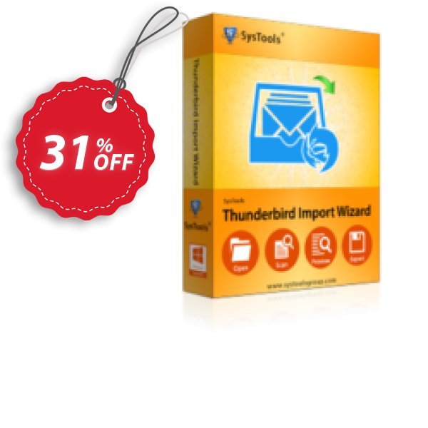 SysTools Thunderbird Import Wizard Coupon, discount Celebrate this spring season with SysTools and grab the best offers. Get 25% Off on all Software. Promotion: wonderful discounts code of SysTools Thunderbird Import Wizard 2024