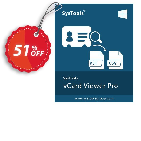 SysTools vCard Viewer Pro Coupon, discount SysTools Summer Sale. Promotion: amazing sales code of SysTools vCard Viewer Pro 2024