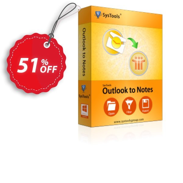 SysTools Outlook to Notes Converter Coupon, discount 50% OFF SysTools Outlook to Notes, verified. Promotion: Awful sales code of SysTools Outlook to Notes, tested & approved