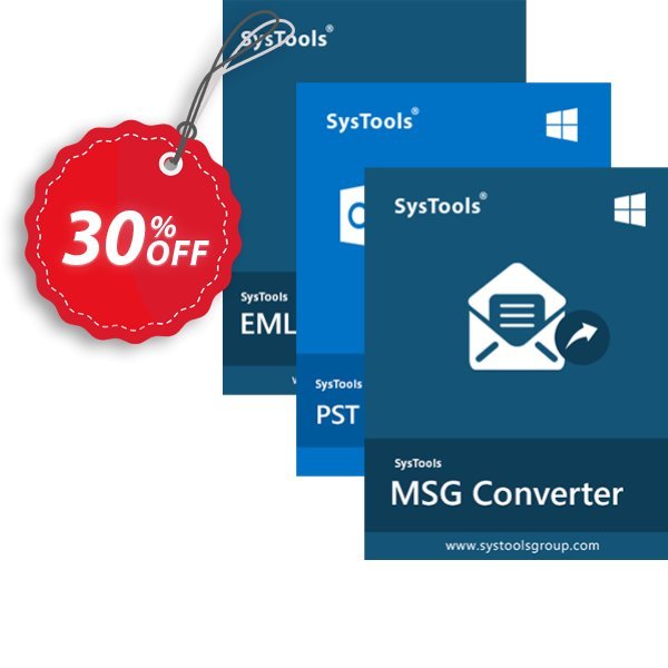 Bundle Offer: SysTools MSG Converter + PST Converter + EML Converter Coupon, discount Celebrate this spring season with SysTools and grab the best offers. Get 25% Off on all Software. Promotion: Awesome sales code of Bundle Offer - SysTools MSG Converter + PST Converter + EML Converter 2024