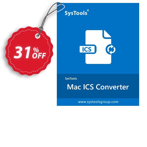 SysTools MAC ICS Converter Coupon, discount 30% OFF SysTools Mac ICS Converter, verified. Promotion: Awful sales code of SysTools Mac ICS Converter, tested & approved