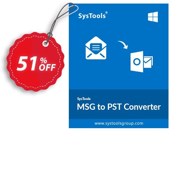 SysTools MSG to PST Converter Coupon, discount 50% OFF SysTools MSG to PST Converter, verified. Promotion: Awful sales code of SysTools MSG to PST Converter, tested & approved
