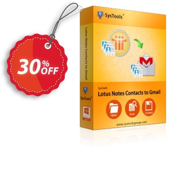 SysTools Lotus Notes Contacts to Gmail, Business  Coupon, discount SysTools coupon 36906. Promotion: 