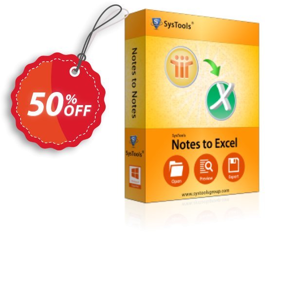 SysTools Notes to Excel, Business  Coupon, discount SysTools coupon 36906. Promotion: 