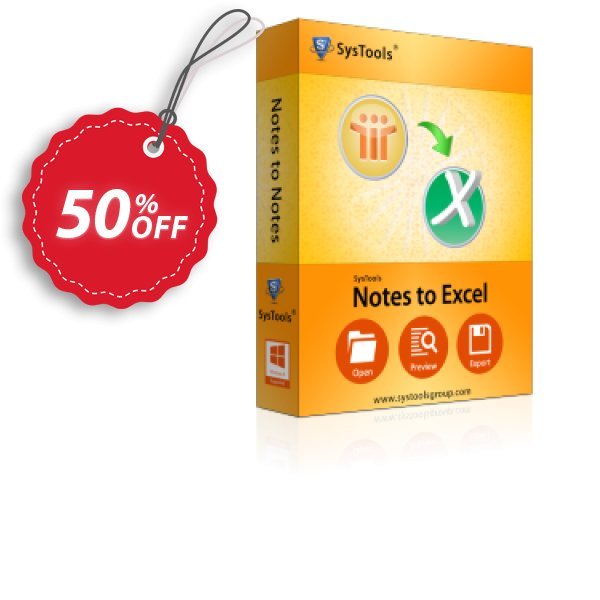 SysTools Notes to Excel, Enterprise  Coupon, discount SysTools coupon 36906. Promotion: 