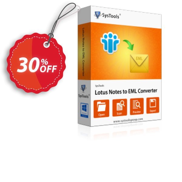 SysTools Lotus Notes to EML Converter, Business  Coupon, discount SysTools coupon 36906. Promotion: 