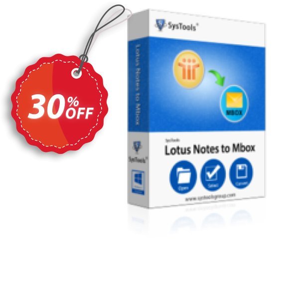 SysTools Lotus Notes to MBOX Converter Coupon, discount Celebrate this spring season with SysTools and grab the best offers. Get 25% Off on all Software. Promotion: