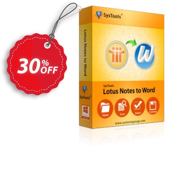 SysTools Lotus Notes to Word, Enterprise  Coupon, discount SysTools coupon 36906. Promotion: 