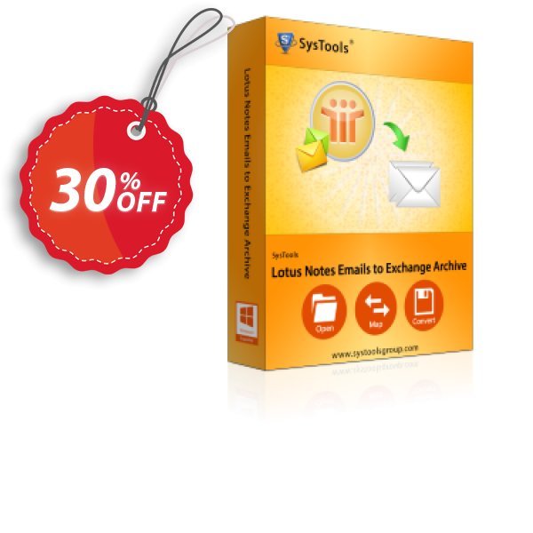SysTools Lotus Notes Emails to Exchange Archive Coupon, discount SysTools Summer Sale. Promotion: 