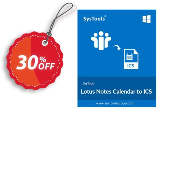 SysTools Lotus Notes Calendar to ICS iCalendar, Business  Coupon, discount SysTools coupon 36906. Promotion: 