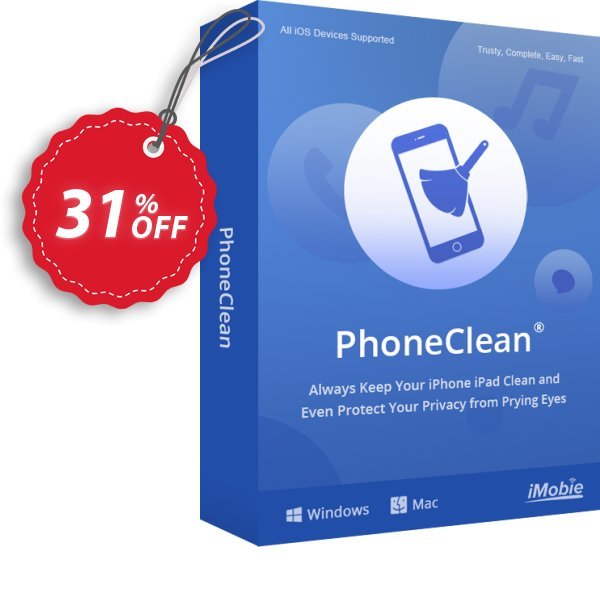 PhoneClean Pro, Yearly Coupon, discount Best discount is IMOBEDUDISCOUNT codes. Promotion: 30OFF Coupon Imobie