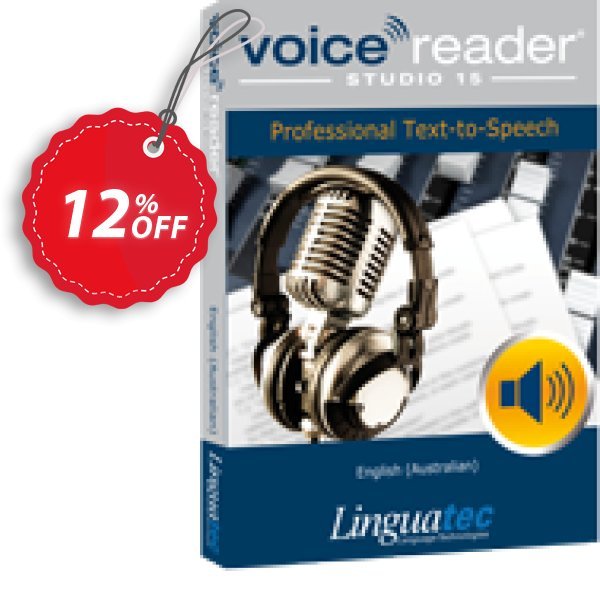 Voice Reader Studio 15 ENA / English, Australian  Coupon, discount Coupon code Voice Reader Studio 15 ENA / English (Australian). Promotion: Voice Reader Studio 15 ENA / English (Australian) offer from Linguatec
