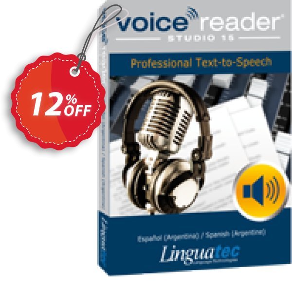 Voice Reader Studio 15 SPA / Español, Argentina /Spanish, Argentine Coupon, discount Coupon code Voice Reader Studio 15 SPA / Español (Argentina)/Spanish (Argentine). Promotion: Voice Reader Studio 15 SPA / Español (Argentina)/Spanish (Argentine) offer from Linguatec