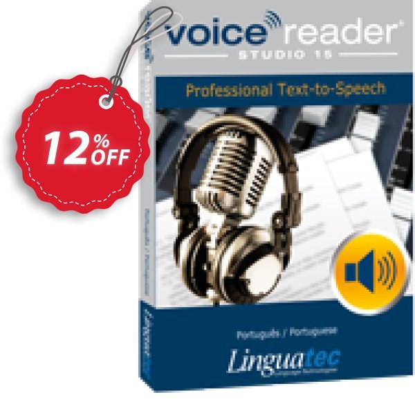 Voice Reader Studio 15 PTP / Português/Portuguese Coupon, discount Coupon code Voice Reader Studio 15 PTP / Português/Portuguese. Promotion: Voice Reader Studio 15 PTP / Português/Portuguese offer from Linguatec