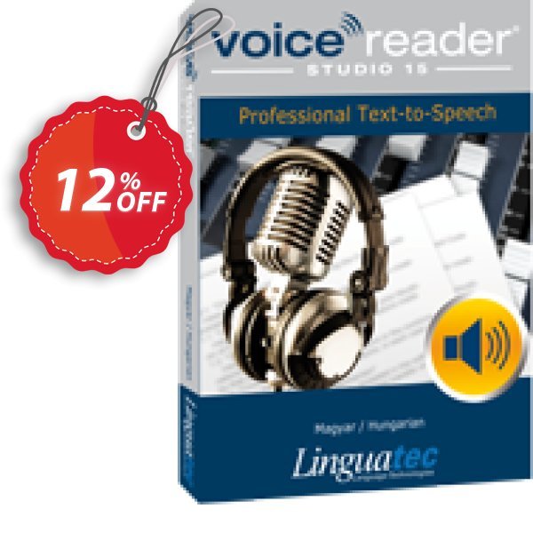 Voice Reader Studio 15 HUH / Magyar/Hungarian Coupon, discount Coupon code Voice Reader Studio 15 HUH / Magyar/Hungarian. Promotion: Voice Reader Studio 15 HUH / Magyar/Hungarian offer from Linguatec