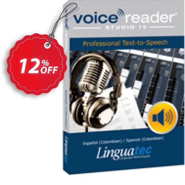 Voice Reader Studio 15 SPC / Español, Colombian /Spanish, Colombian  Coupon, discount Coupon code Voice Reader Studio 15 SPC / Español (Colombian)/Spanish (Colombian). Promotion: Voice Reader Studio 15 SPC / Español (Colombian)/Spanish (Colombian) offer from Linguatec