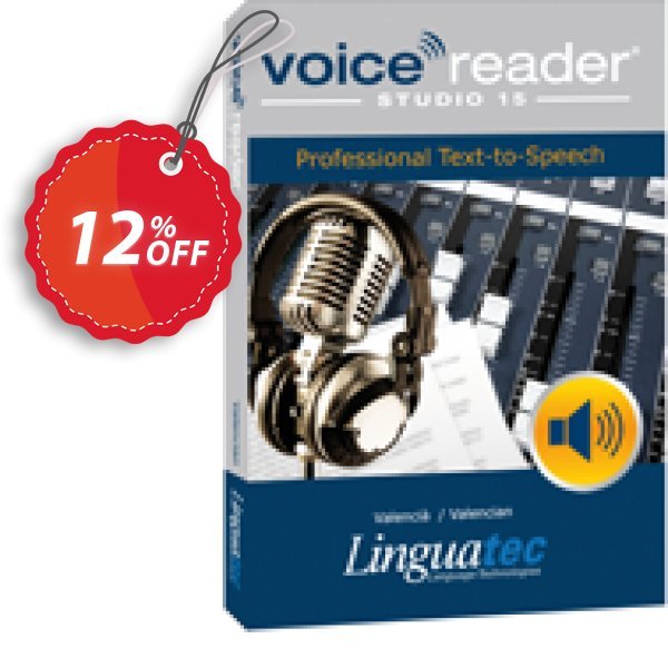 Voice Reader Studio 15 VAE / Valencià/Valencian Coupon, discount Coupon code Voice Reader Studio 15 VAE / Valencià/Valencian. Promotion: Voice Reader Studio 15 VAE / Valencià/Valencian offer from Linguatec