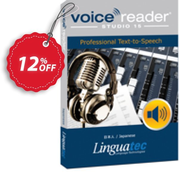 Voice Reader Studio 15 JPJ / Japanese Coupon, discount Coupon code Voice Reader Studio 15 JPJ / Japanese. Promotion: Voice Reader Studio 15 JPJ / Japanese offer from Linguatec