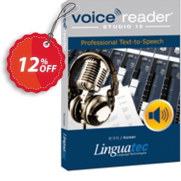 Voice Reader Studio 15 KOK / Korean Coupon, discount Coupon code Voice Reader Studio 15 KOK / Korean. Promotion: Voice Reader Studio 15 KOK / Korean offer from Linguatec
