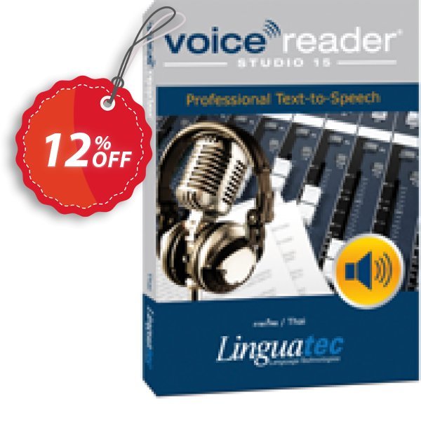 Voice Reader Studio 15 THT / Thai Coupon, discount Coupon code Voice Reader Studio 15 THT / Thai. Promotion: Voice Reader Studio 15 THT / Thai offer from Linguatec