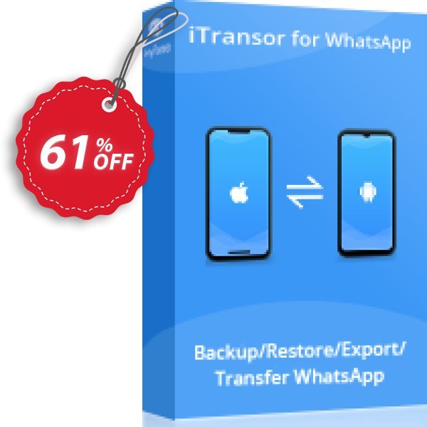 iTransor for WhatsApp, 1-Month  Coupon, discount 58% OFF iTransor for WhatsApp (1-Month), verified. Promotion: Awful offer code of iTransor for WhatsApp (1-Month), tested & approved