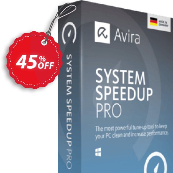 Avira System Speedup Pro, Yearly  Coupon, discount 45% OFF Avira System Speedup Pro (1 year), verified. Promotion: Fearsome promotions code of Avira System Speedup Pro (1 year), tested & approved