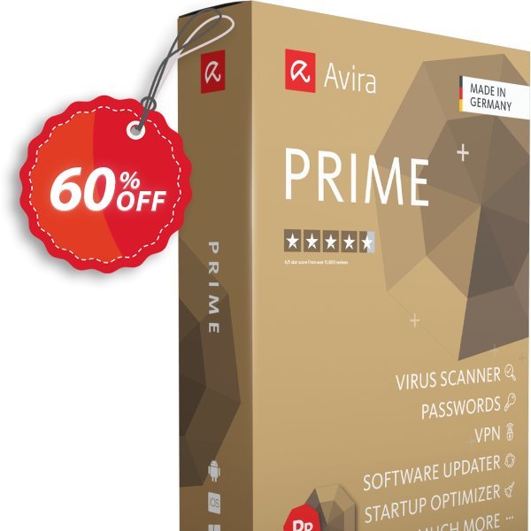 Avira Prime Yearly Coupon, discount 60% OFF Avira Prime 1 year, verified. Promotion: Fearsome promotions code of Avira Prime 1 year, tested & approved