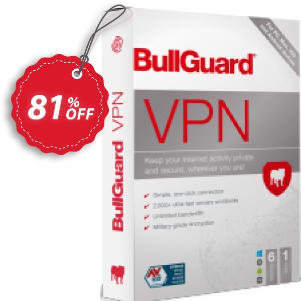 BullGuard VPN 2-year plan Coupon, discount 76% OFF BullGuard VPN 2-year plan, verified. Promotion: Awesome promo code of BullGuard VPN 2-year plan, tested & approved