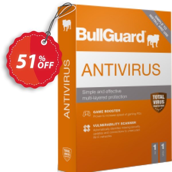 BullGuard Antivirus 2021, Yearly / 1 PC  Coupon, discount BullGuard 2024 Antivirus 1-Year 1-PC at USD$19.95 marvelous offer code 2024. Promotion: marvelous offer code of BullGuard 2024 Antivirus 1-Year 1-PC at USD$19.95 2024