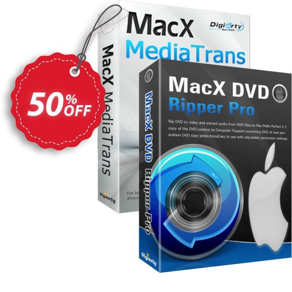 MACX DVD Ripper Pro + MACX MediaTrans, Yearly  Coupon, discount 50% OFF MacX DVD Ripper Pro + MacX MediaTrans 1 Year, verified. Promotion: Stunning offer code of MacX DVD Ripper Pro + MacX MediaTrans 1 Year, tested & approved