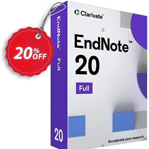 Endnote Full Plan Coupon, discount FLASH SALE: 20% off EndNote. Ends March 31st. T&Cs apply.. Promotion: Staggering discount code of Endnote Full License, tested & approved
