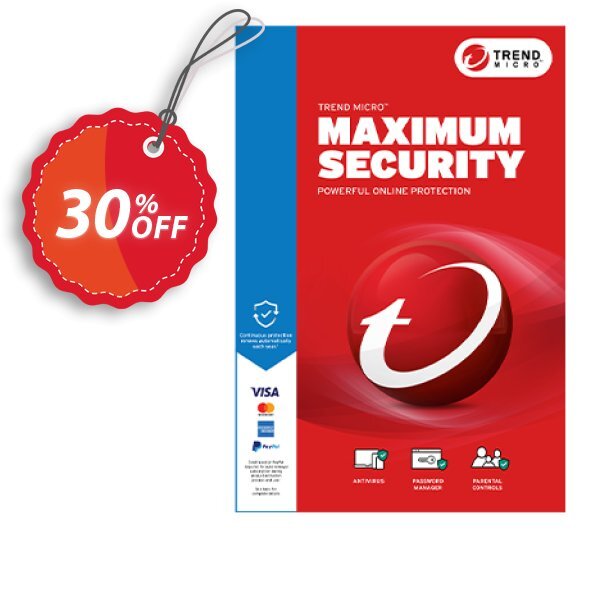 Trend Micro Maximum Security Coupon, discount 30% OFF Trend Micro Maximum Security, verified. Promotion: Wondrous sales code of Trend Micro Maximum Security, tested & approved