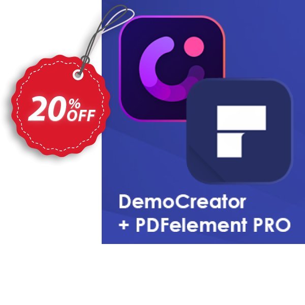 Bundle: Wondershare DemoCreator + PDFelement Pro Coupon, discount 20% OFF Bundle: Wondershare DemoCreator + PDFelement Pro, verified. Promotion: Wondrous discounts code of Bundle: Wondershare DemoCreator + PDFelement Pro, tested & approved
