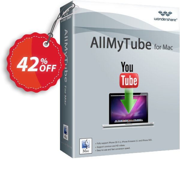 Wondershare AllMyTube for MAC, Lifetime, Yearly, Family Plan  Coupon, discount 42% OFF Wondershare AllMyTube for Mac (Lifetime, 1 Year, Family license), verified. Promotion: Wondrous discounts code of Wondershare AllMyTube for Mac (Lifetime, 1 Year, Family license), tested & approved