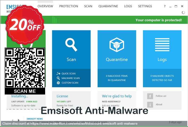 Emsisoft anti malware coupon codes for Love Day with 25% OFF, March 2024 - Make4fun