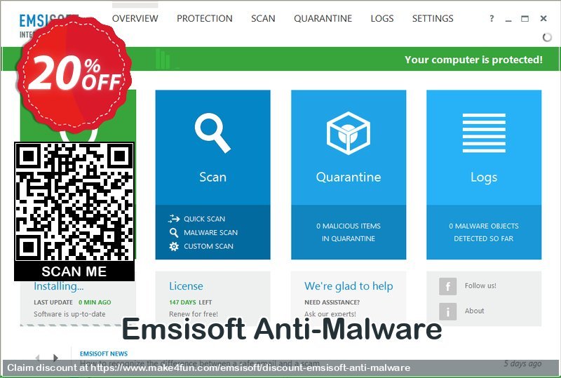 Emsisoft Anti Malware coupon codes for May Celebrations with 25% OFF, May 2025 - Make4fun