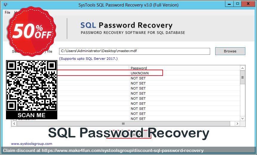 Sql Password Recovery coupon codes for May Celebrations with 55% OFF, May 2025 - Make4fun