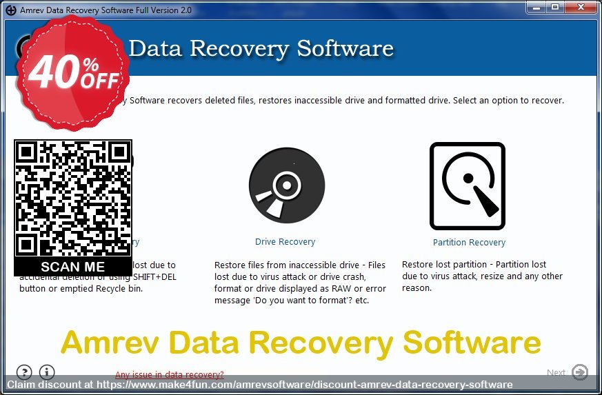 Amrev Data Recovery Software coupon codes for May Celebrations with 45% OFF, May 2025 - Make4fun