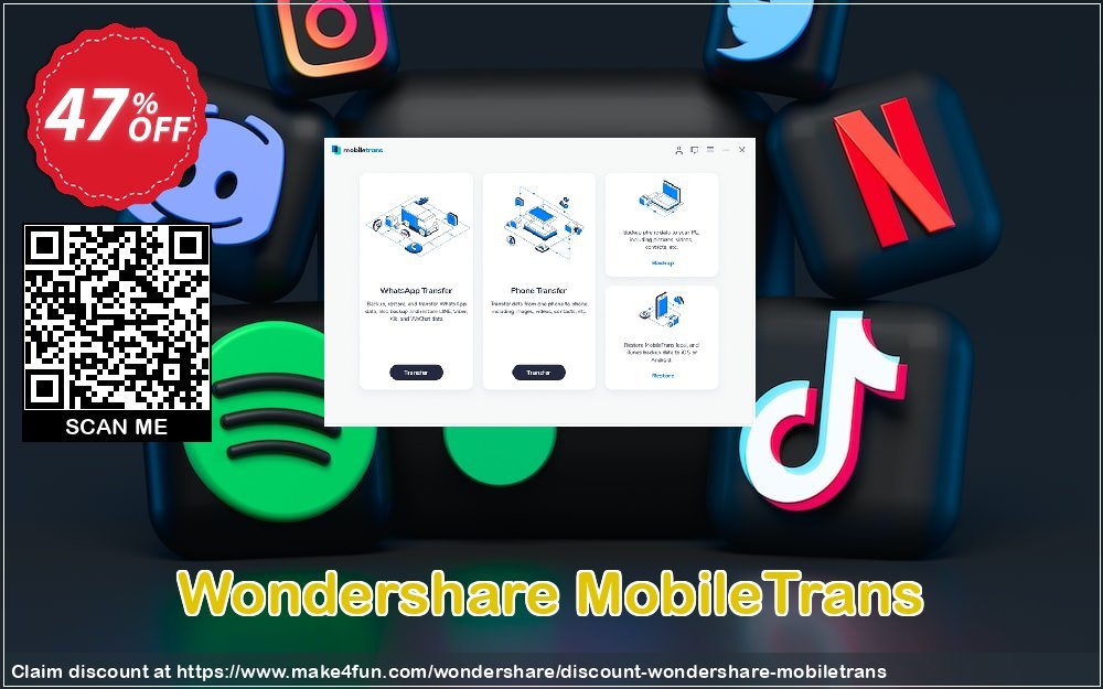 Wondershare mobiletrans  coupon codes for Mom's Special Day with 55% OFF, May 2024 - Make4fun